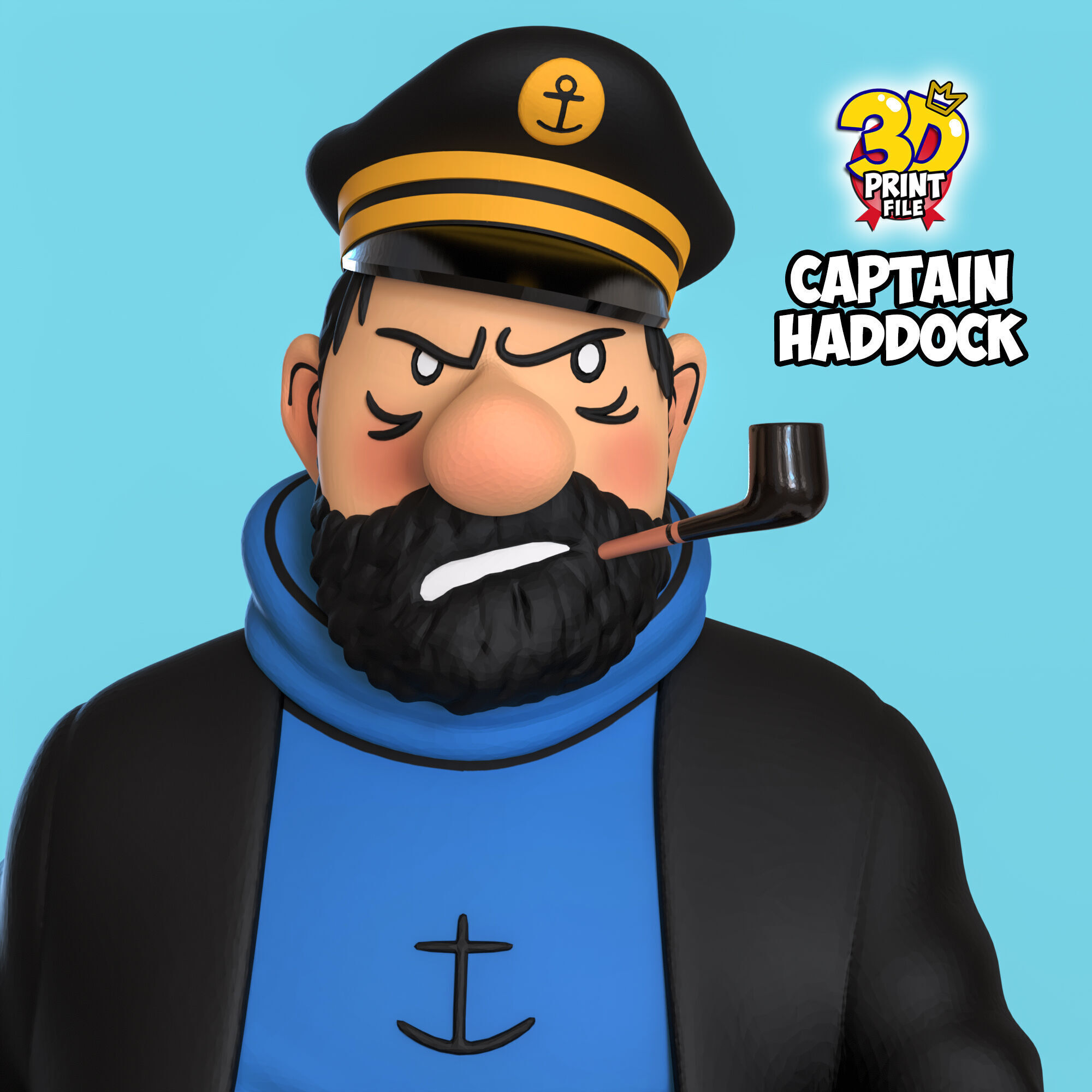 Captain Haddock 3D model Free Size 3D print model_15