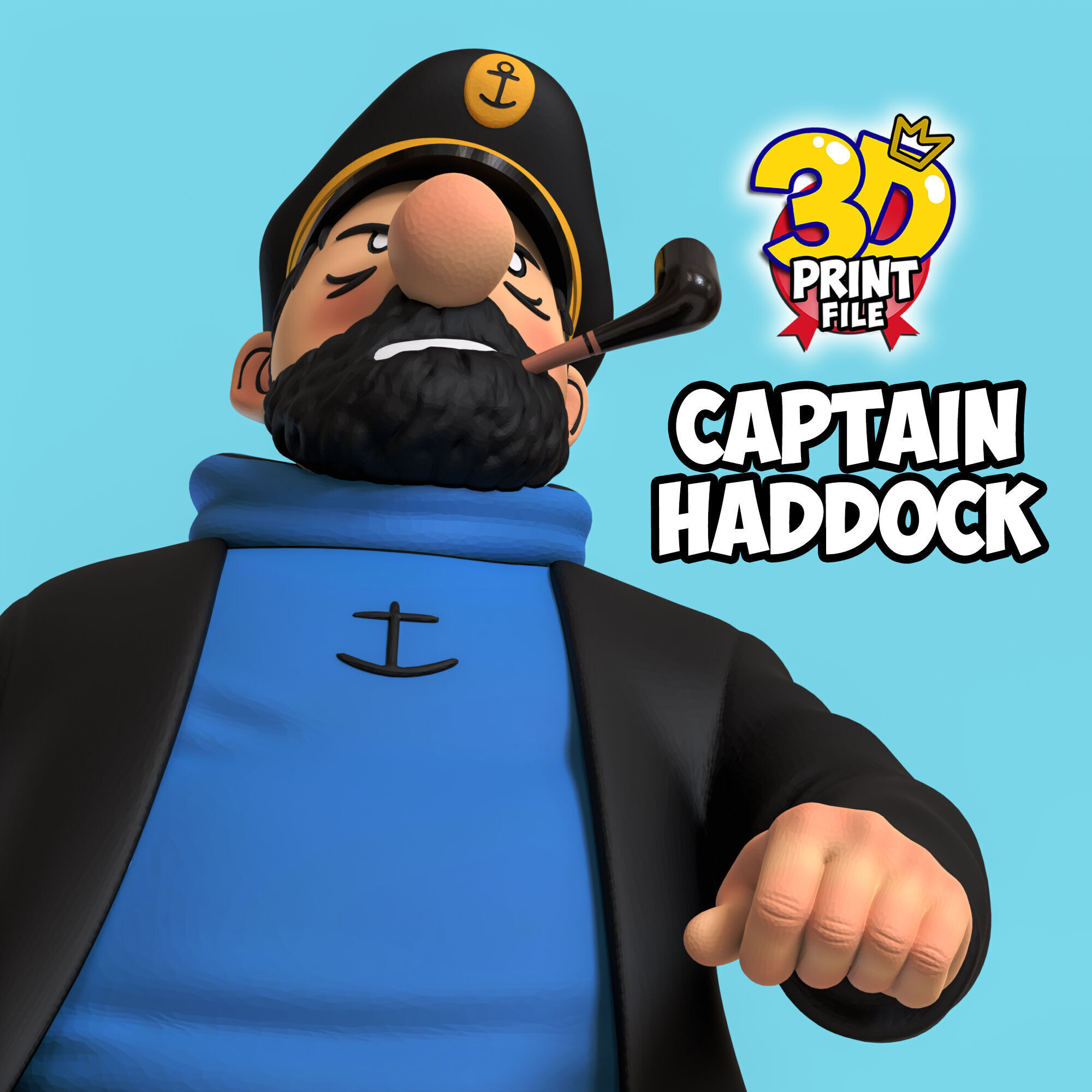 Captain Haddock 3D model Free Size 3D print model_7
