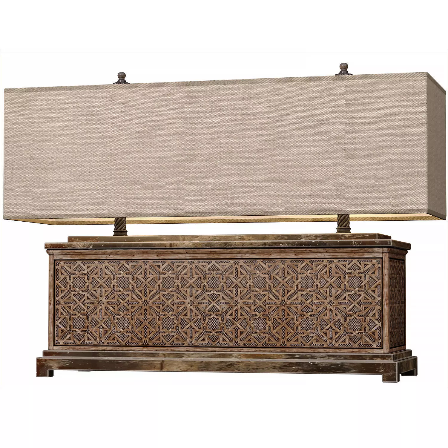 Large table lamp in oriental style Wood Arabic Nightstand 3D model
