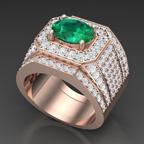 Diamond Accent Men Ring 4MR076 3D print model
