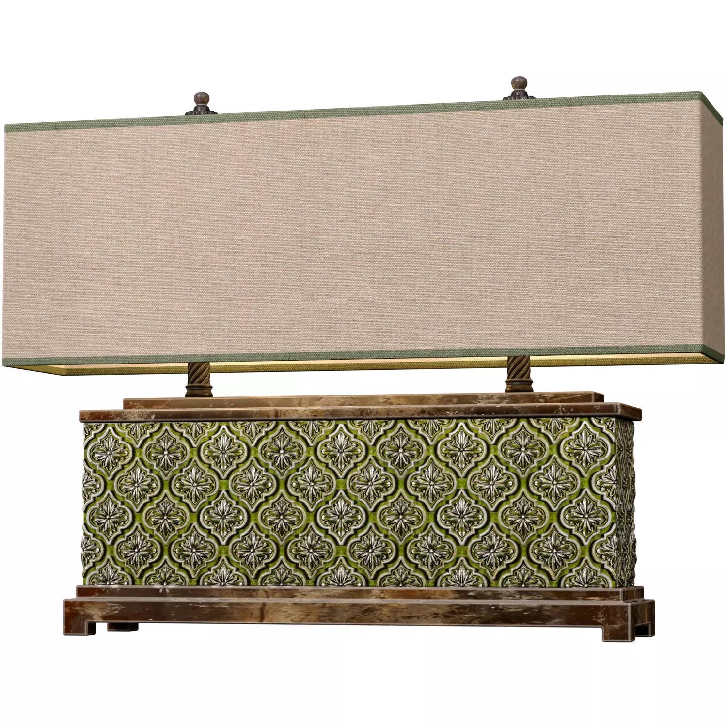 Large Oriental Copper Arabic Oriental Nightstand Table Lamp 3D model_0