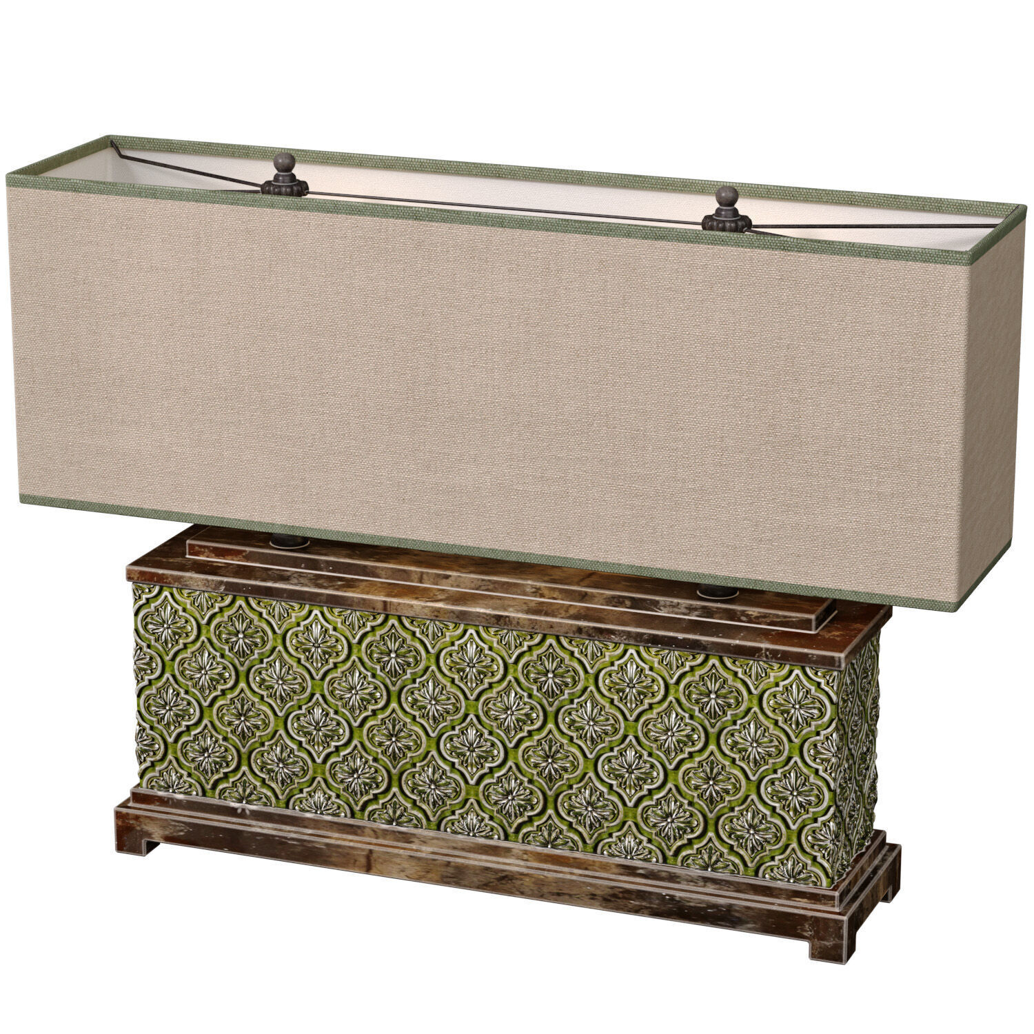 Large Oriental Copper Arabic Oriental Nightstand Table Lamp 3D model_3