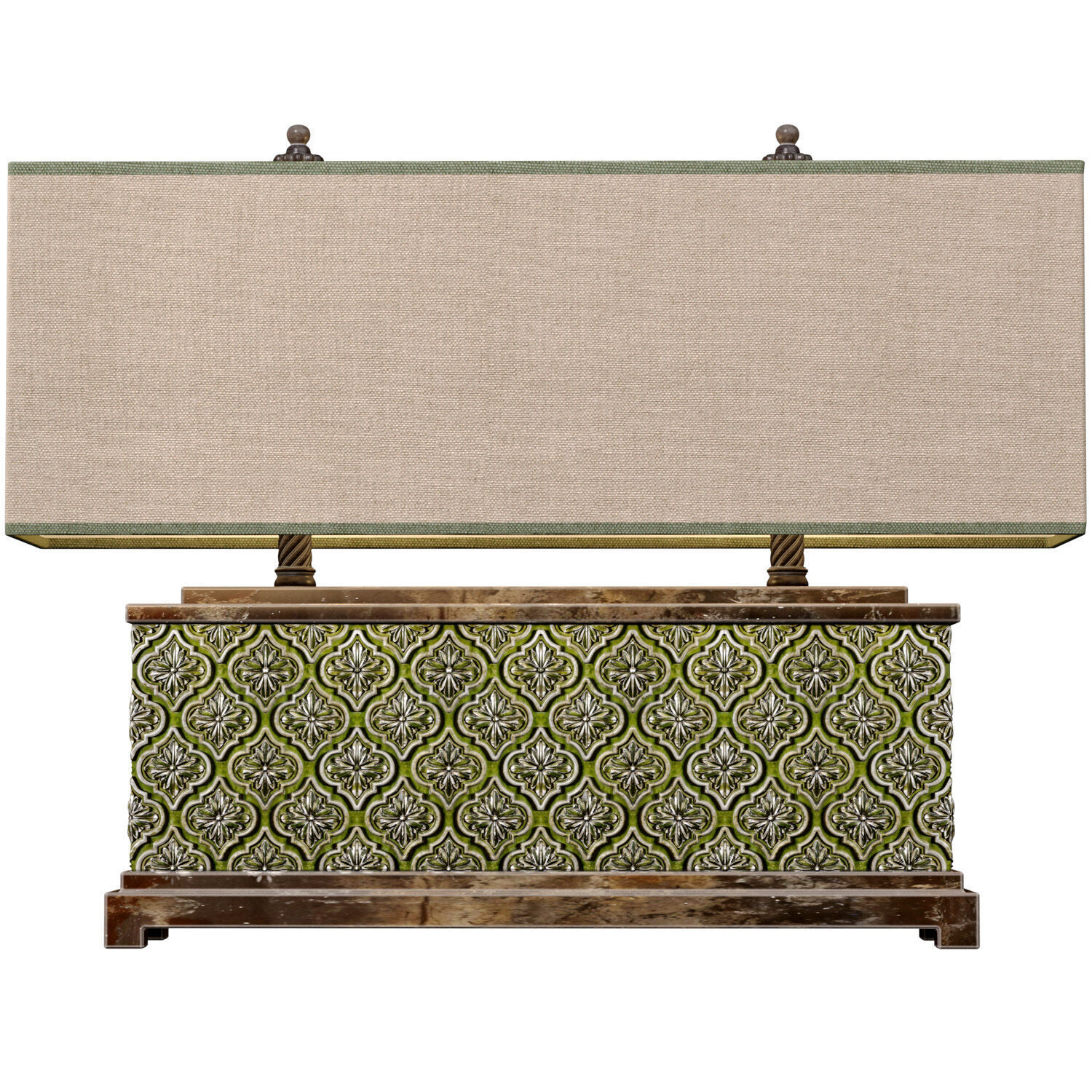 Large Oriental Copper Arabic Oriental Nightstand Table Lamp 3D model_1