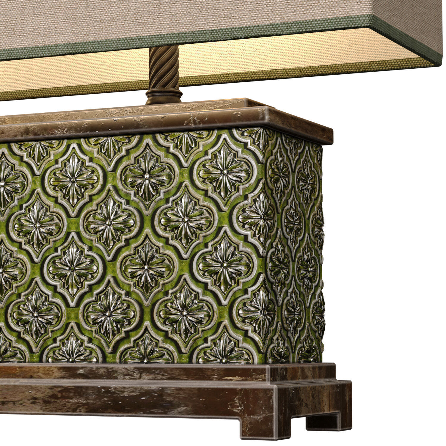 Large Oriental Copper Arabic Oriental Nightstand Table Lamp 3D model_2