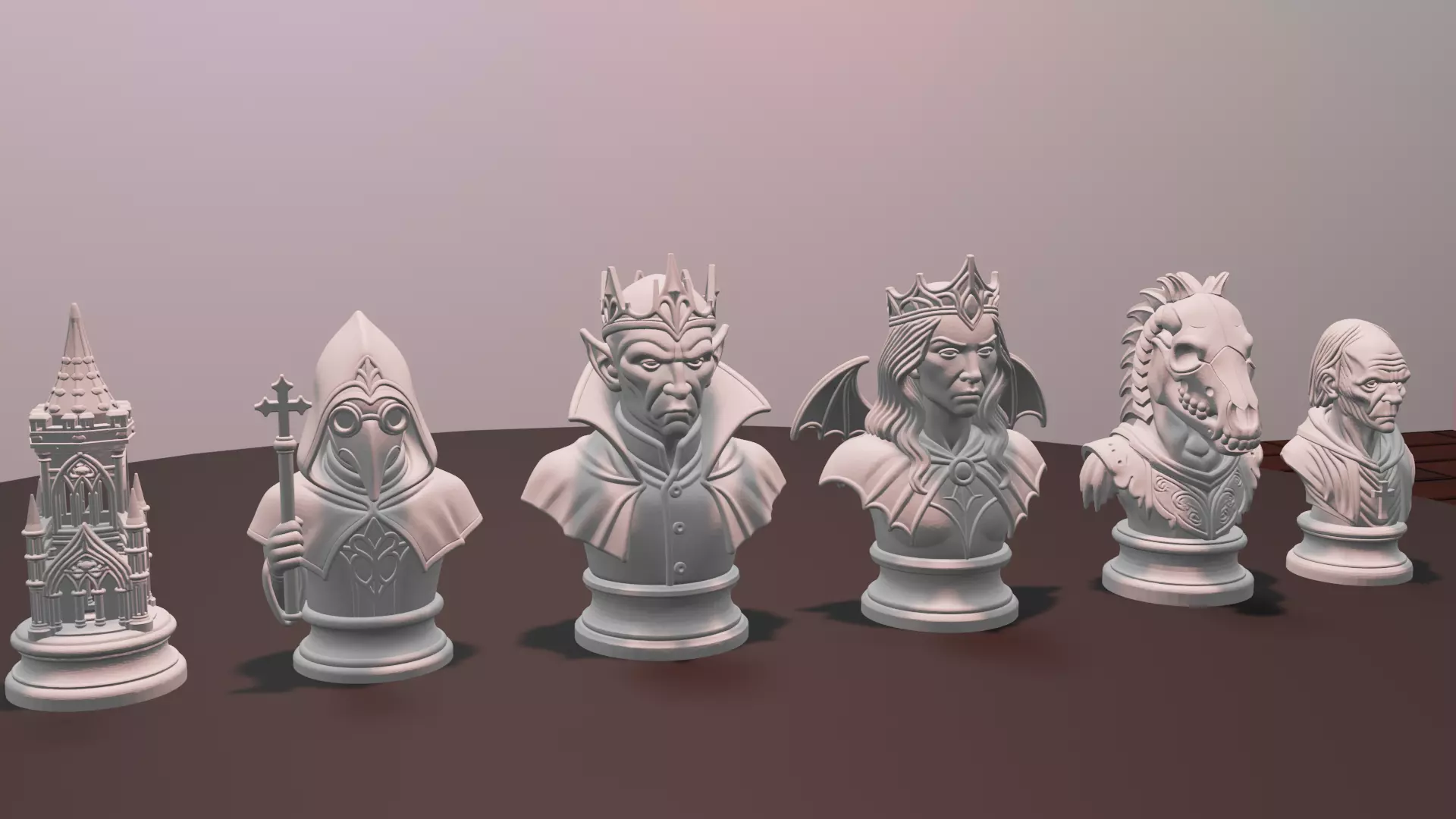 Gothic Vampire Chess Set 3D print model