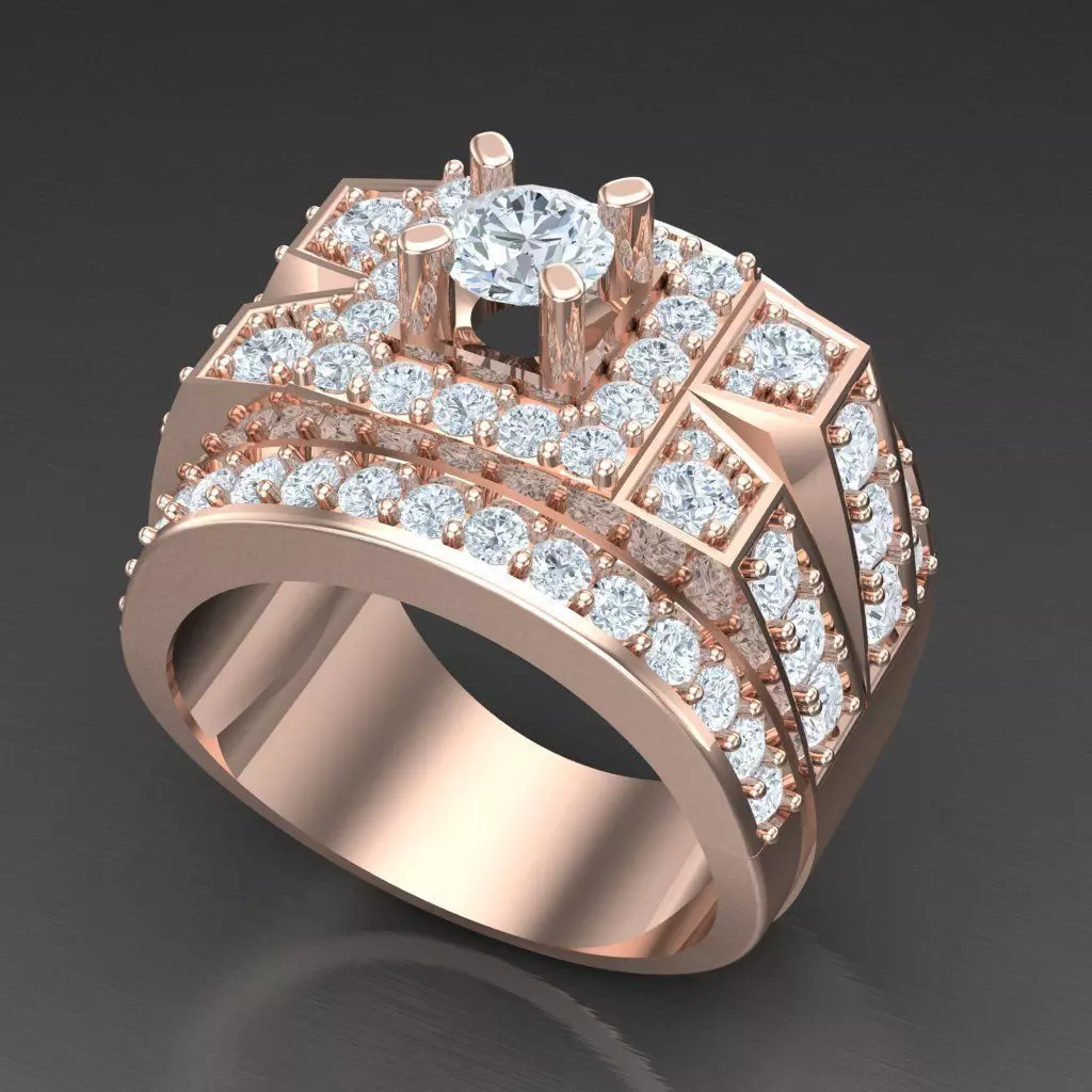Diamond Accent Men Ring 4MR068 3D print model