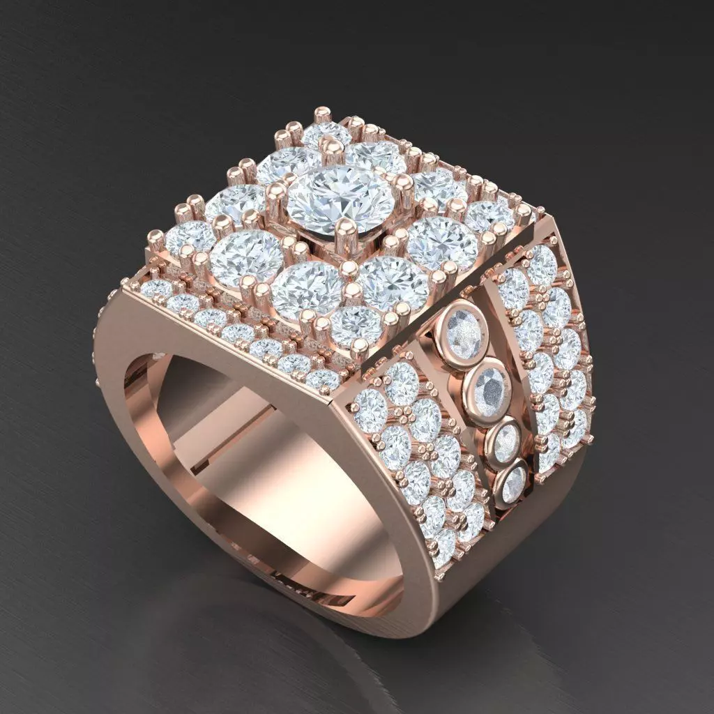 Diamond Accent Men Ring 4MR066 3D print model