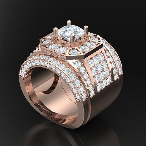 Diamond Accent Men Ring 4MR056 3D print model