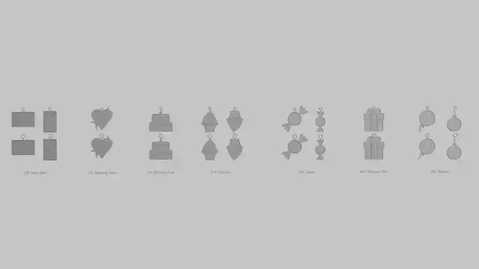 Birthday Bash Mini Printable Pendant Set  3D print model