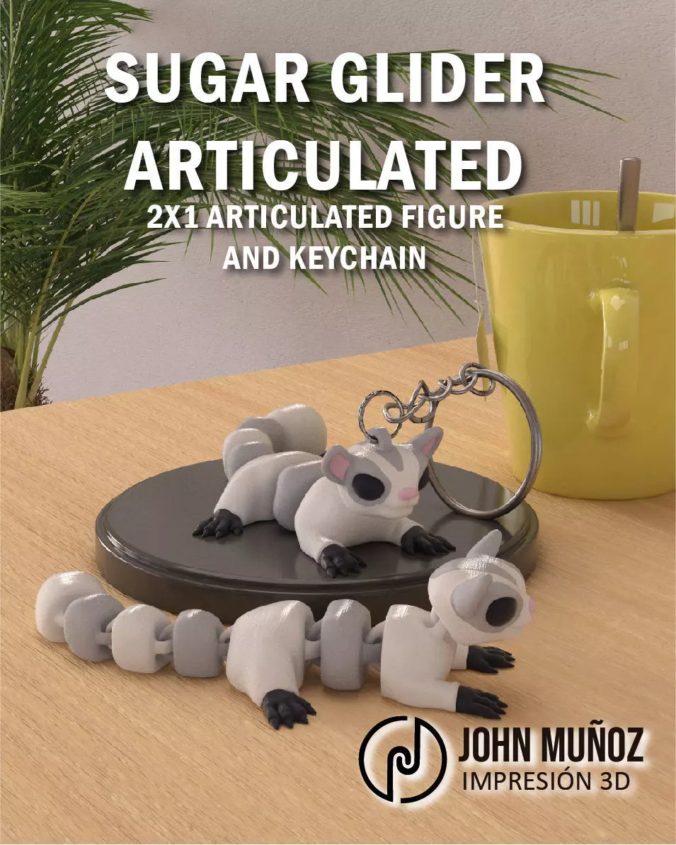 Sugar Glider Articulated Version y Keychain 3D print model_0