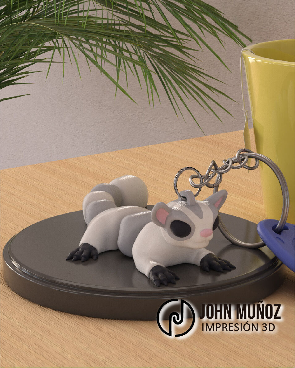 Sugar Glider Articulated Version y Keychain 3D print model_4