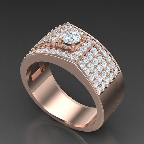 Diamond Accent Men Ring 4MR035 3D print model