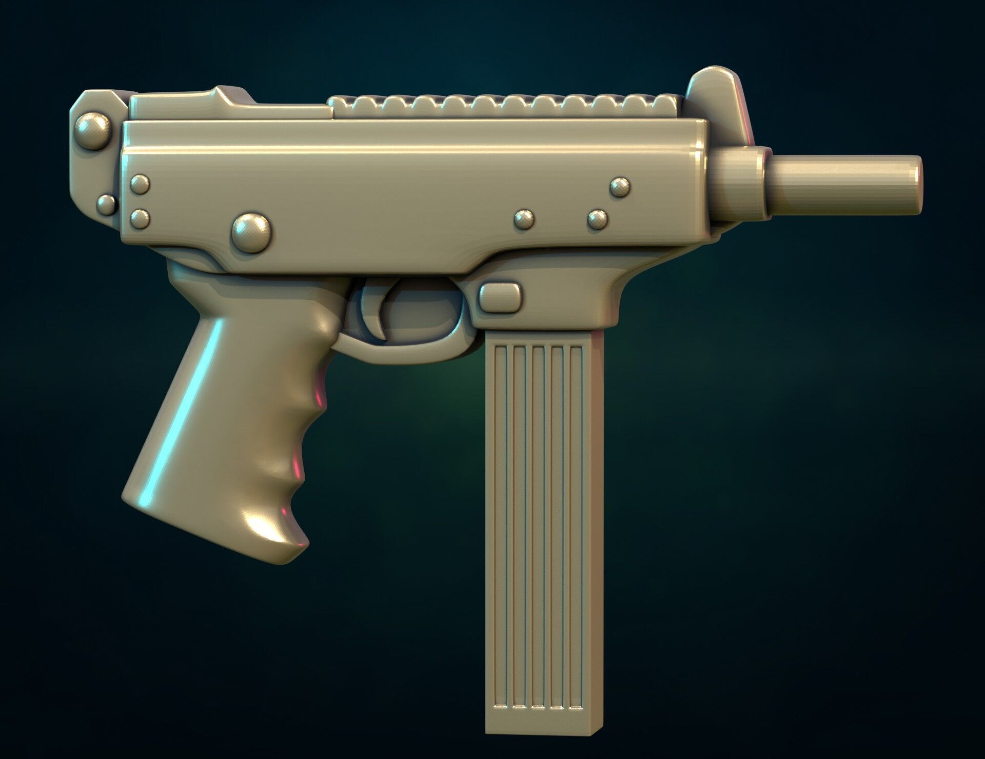 Gun II and pendant 3D print model_2