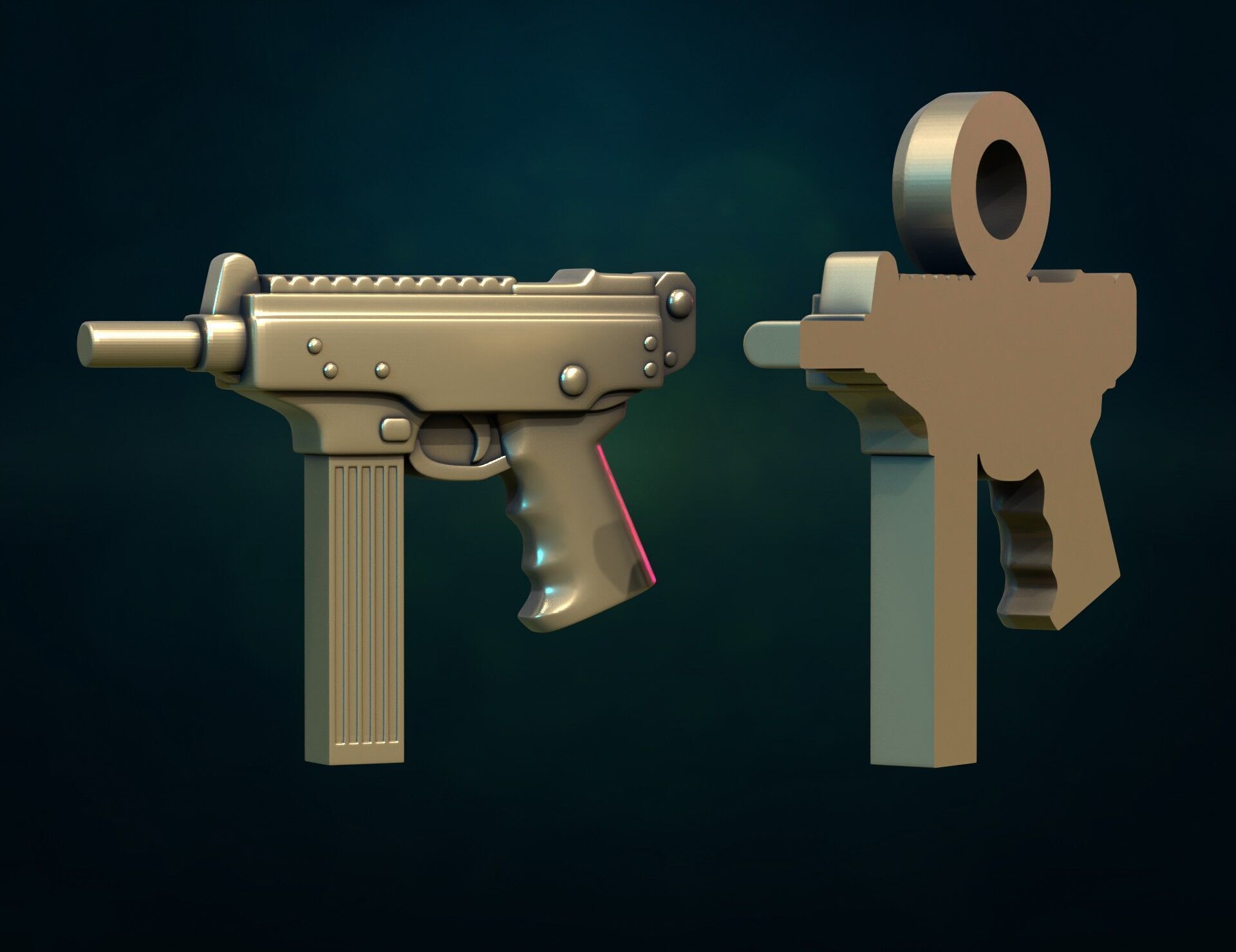 Gun II and pendant 3D print model_5