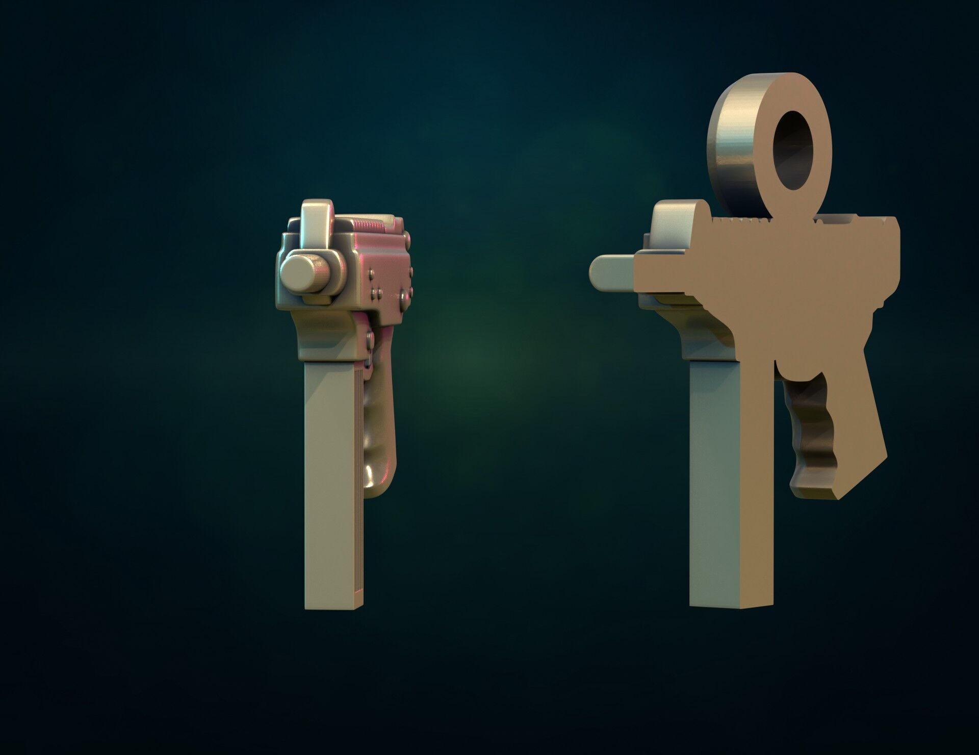 Gun II and pendant 3D print model_6
