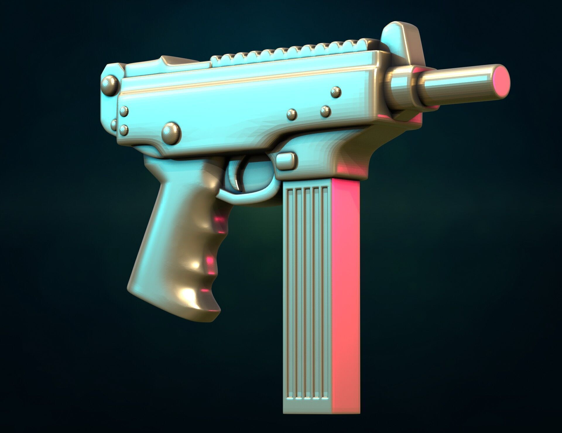 Gun II and pendant 3D print model_1