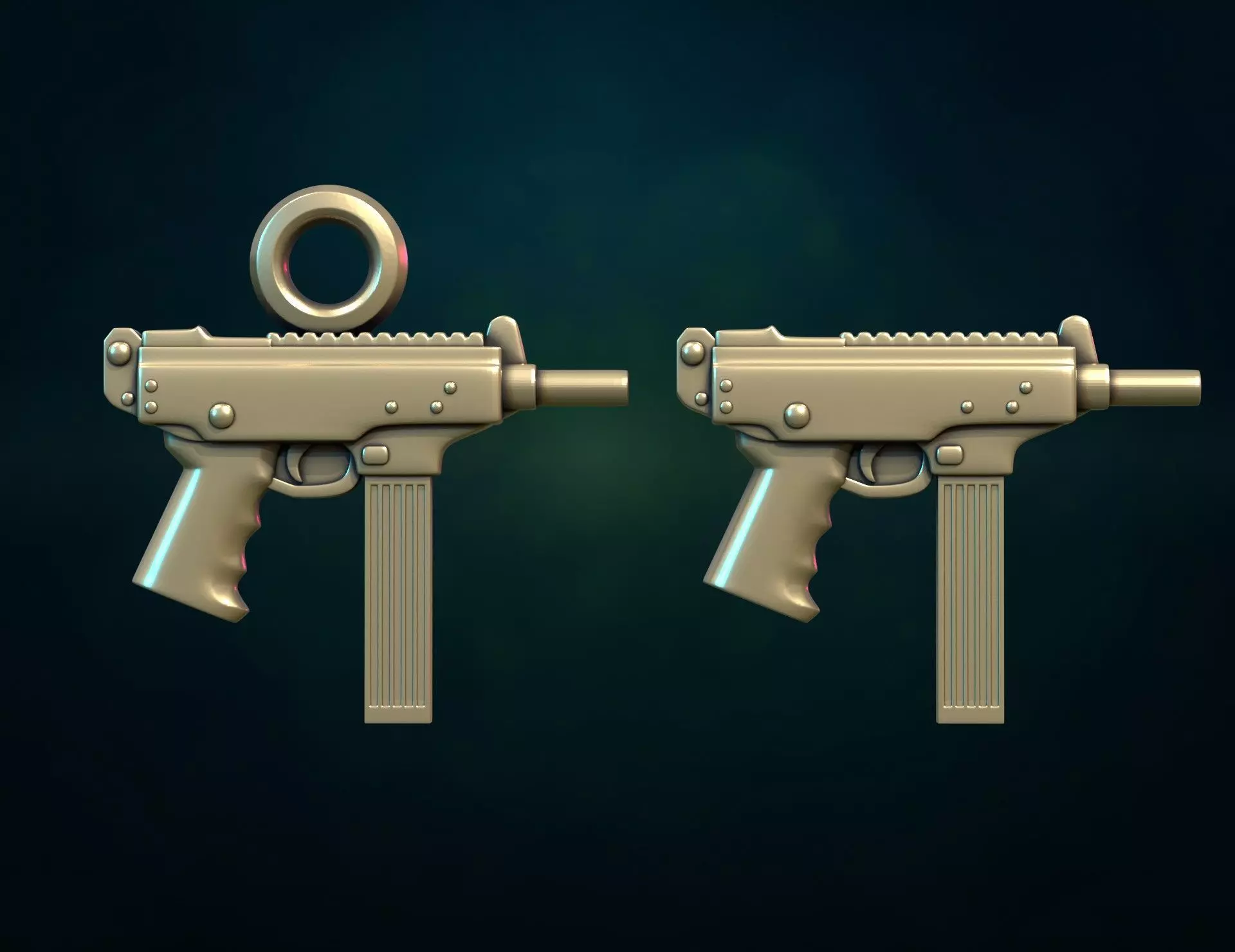 Gun II and pendant 3D print model_0