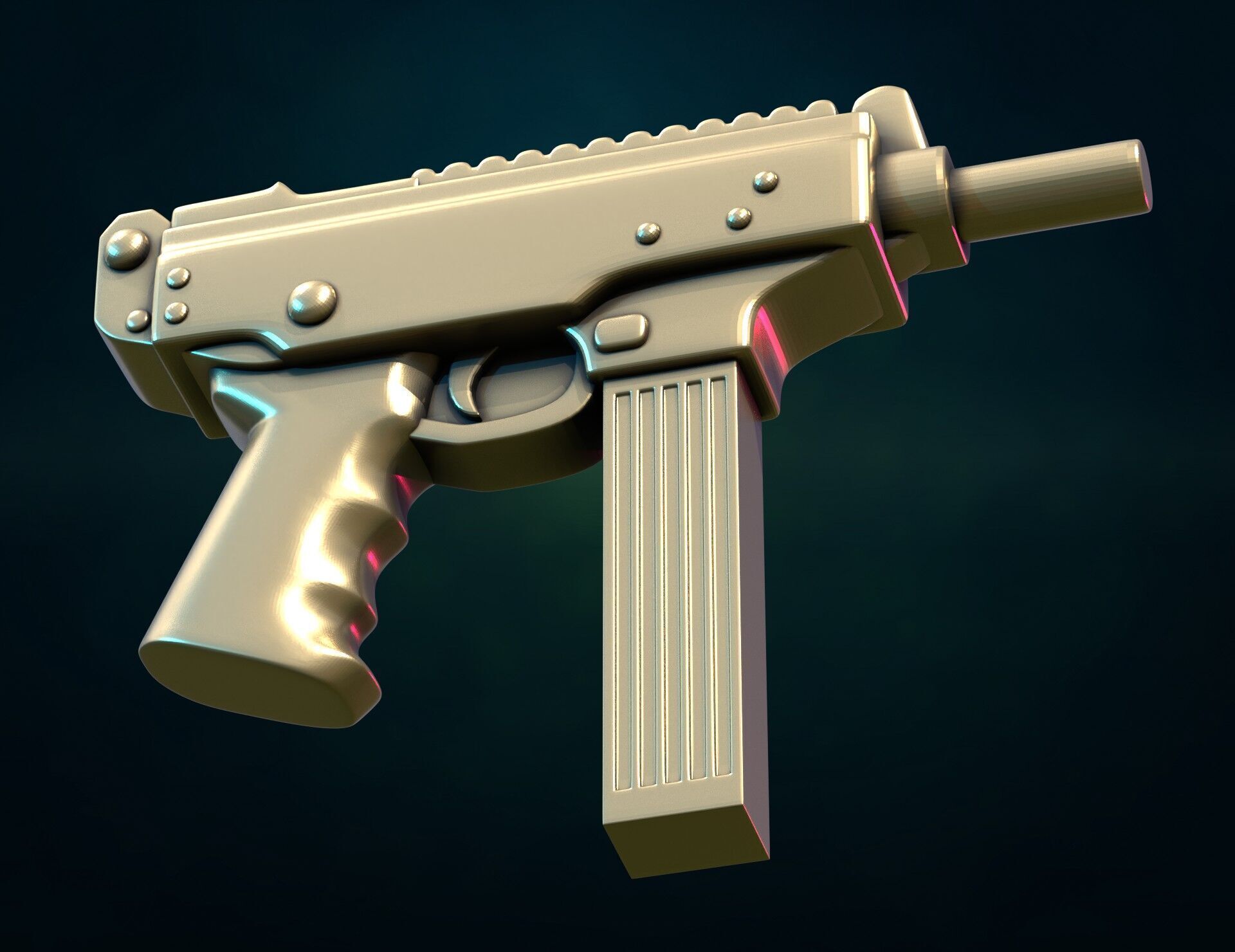 Gun II and pendant 3D print model_4