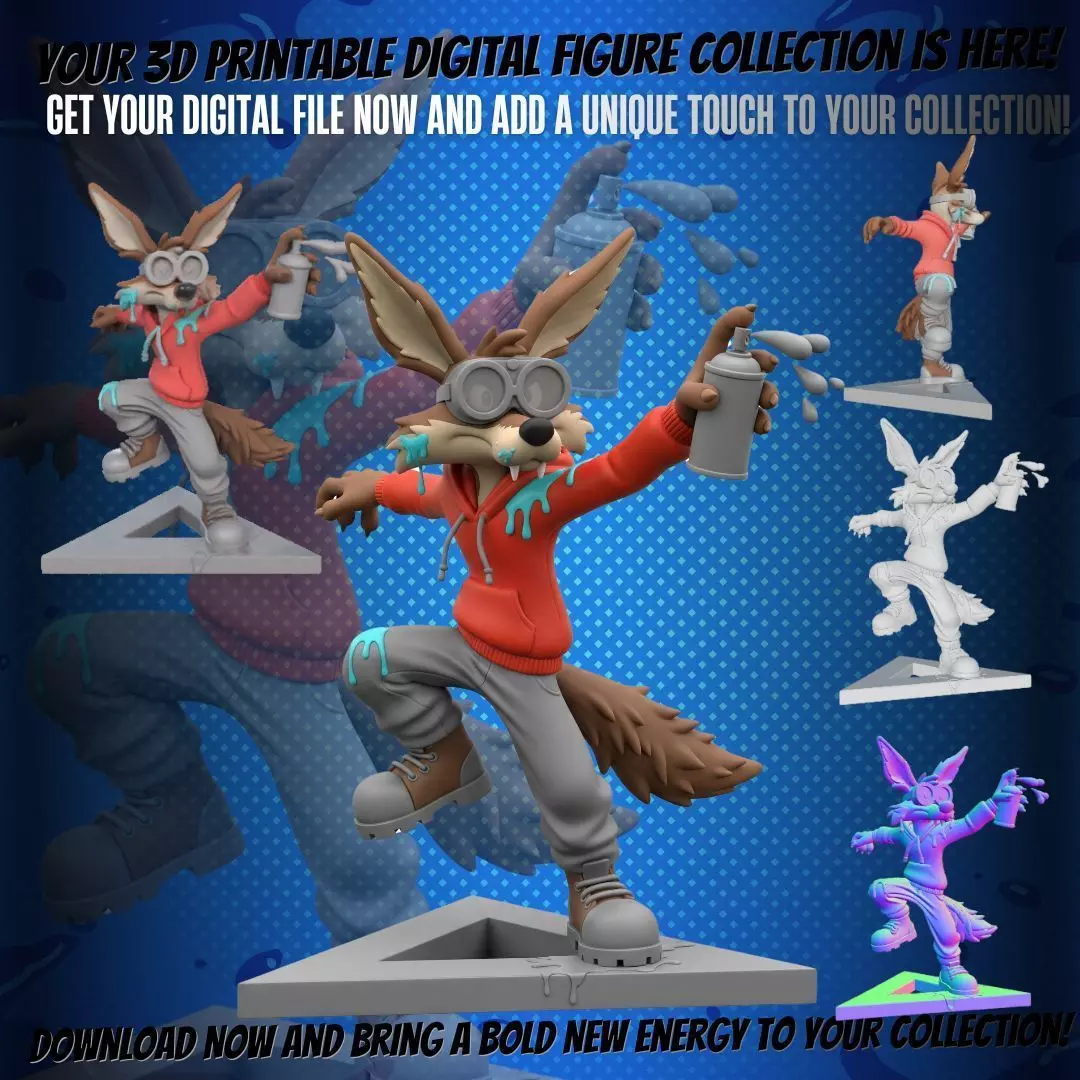 Graffiti Wile E Coyote 3D Printable Collectible Figure 3D print model