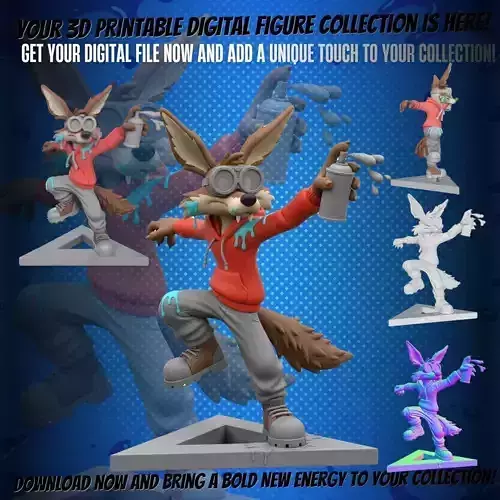 Graffiti Wile E Coyote  3D Printable Collectible Figure
