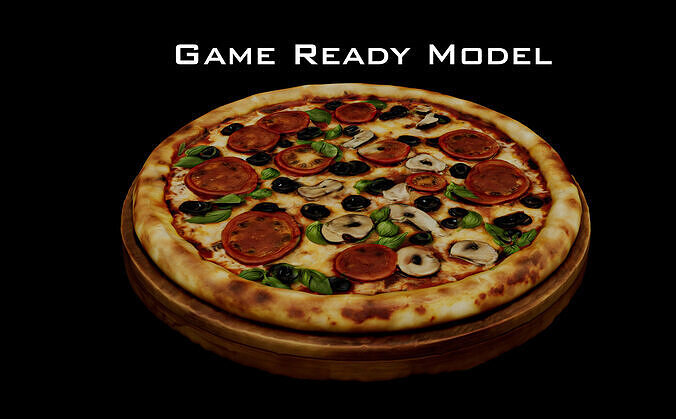 Realistic Pepperoni Pizza 3D Model Game Ready Food Asset Low-poly 3D model