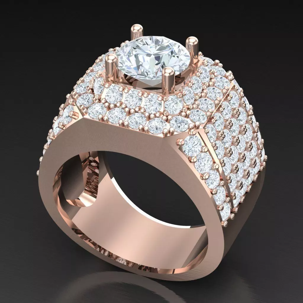 Diamond Accent Men Ring 4MR020 3D print model