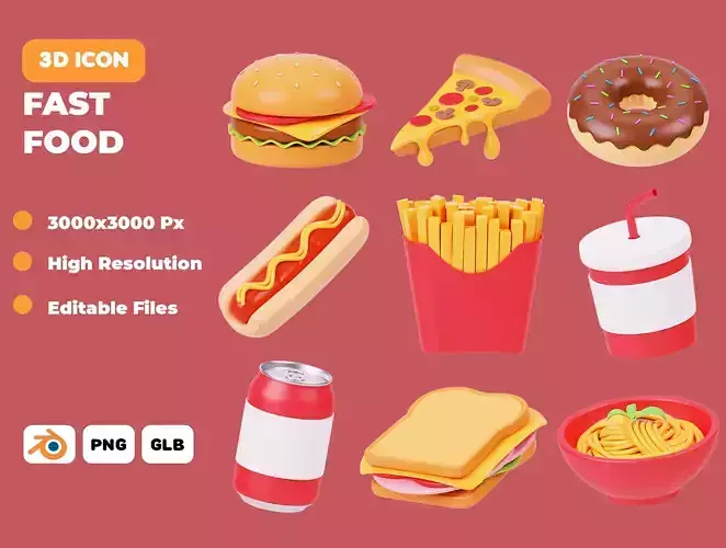 Fast Food 3D Icon Pack