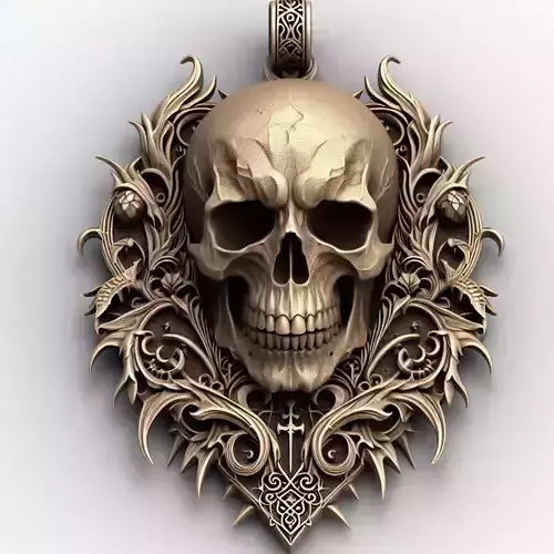 Gothic Skull Pendant  Intricate Jewelry Design 3D print model