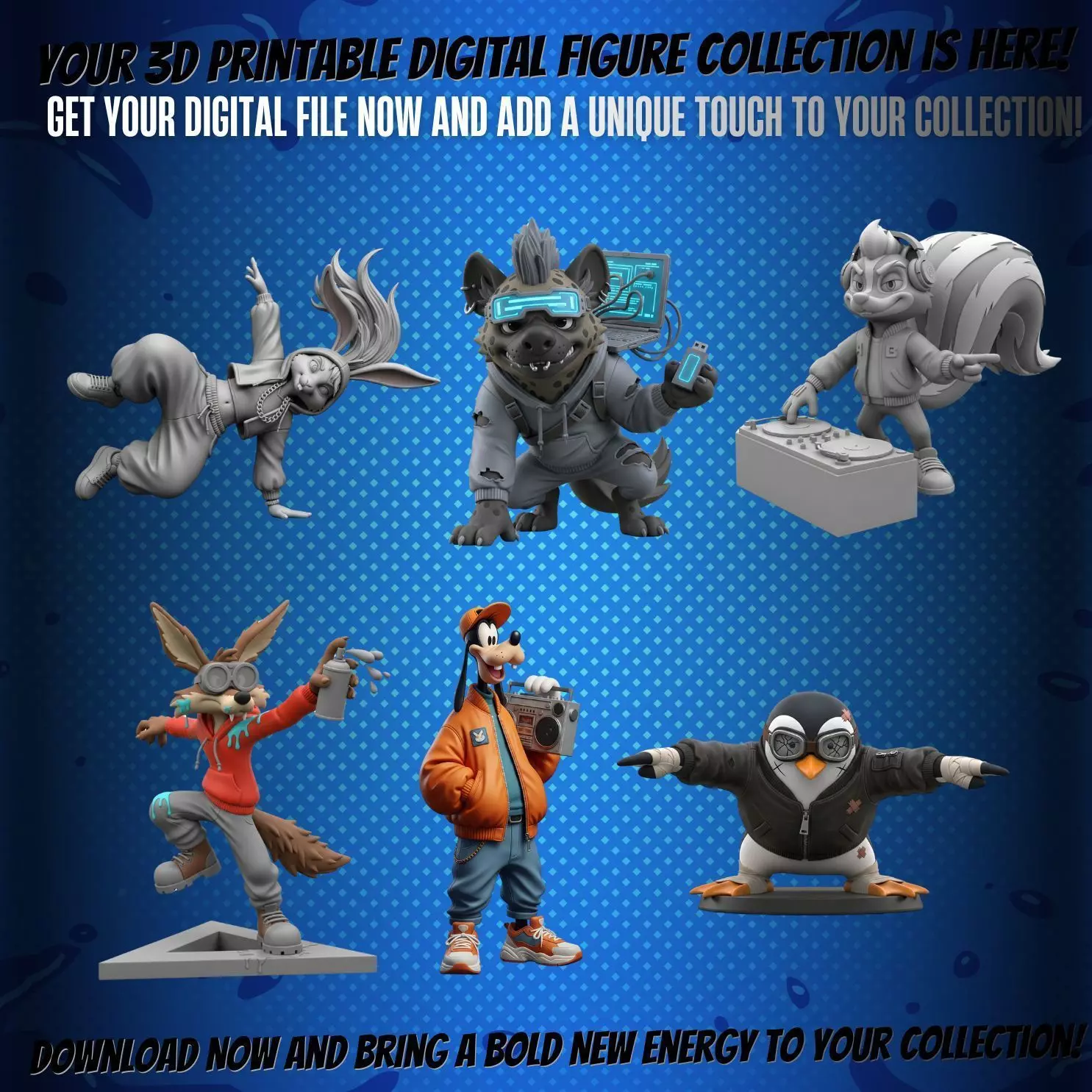 Street Rebels Collection 3D Printable Collectible Figure Set 3D print model