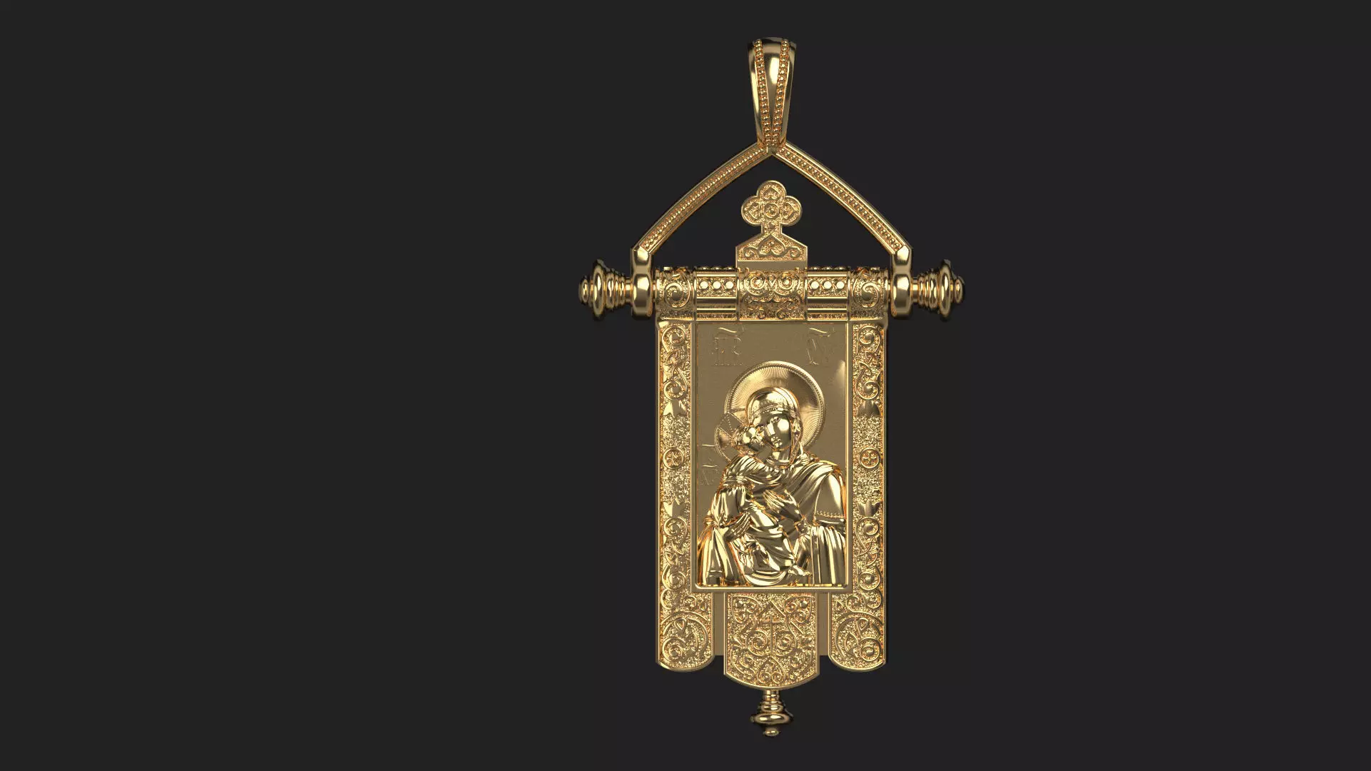 Cross-Pendant Mother of God  3D print model_0