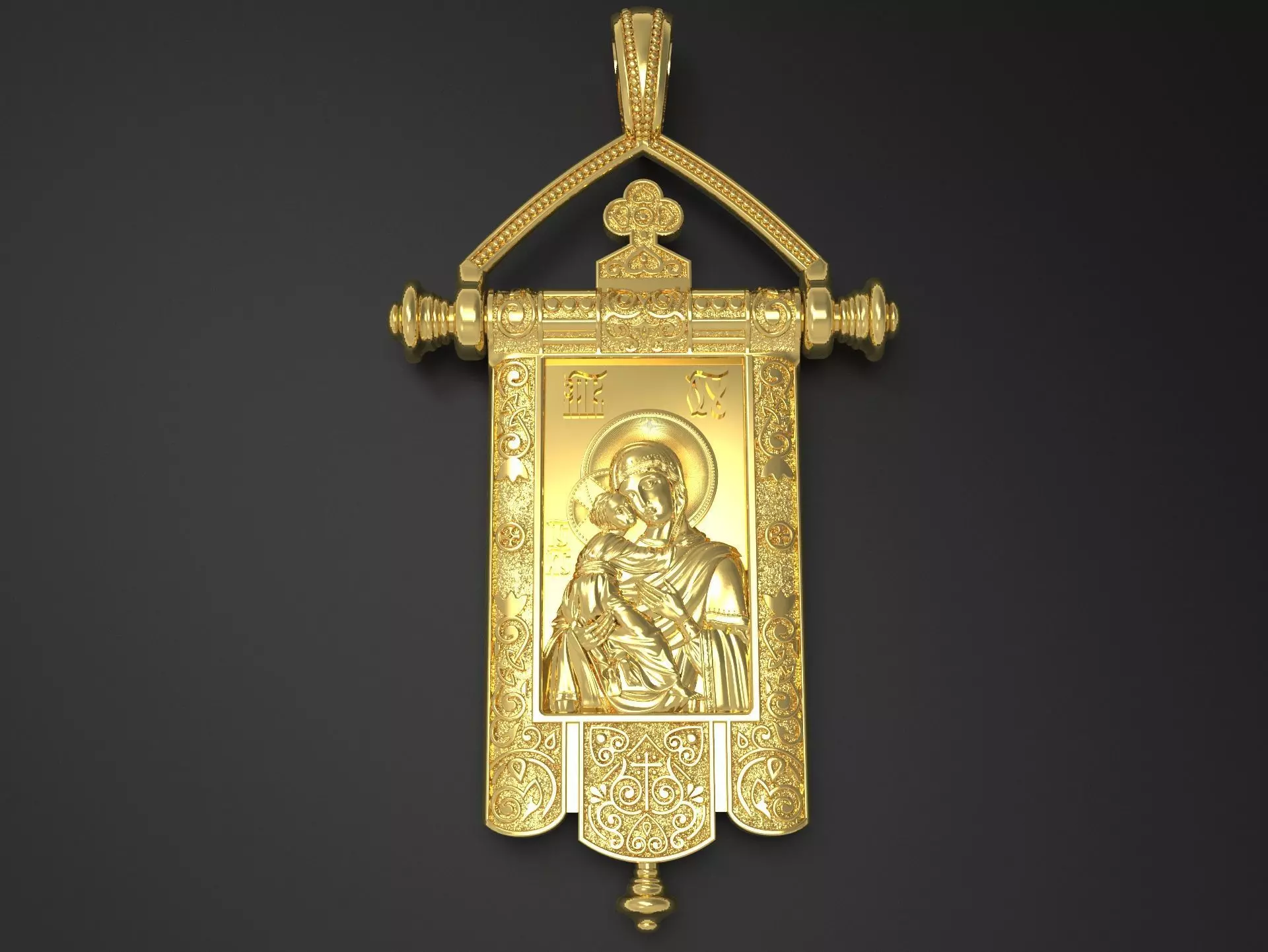 Cross-Pendant Mother of God  3D print model_2