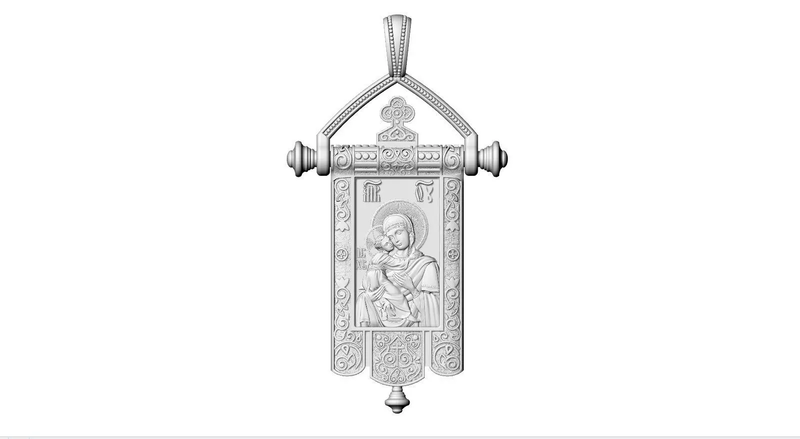 Cross-Pendant Mother of God  3D print model_7