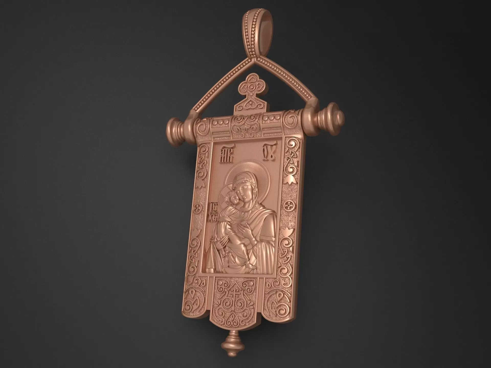 Cross-Pendant Mother of God  3D print model_5