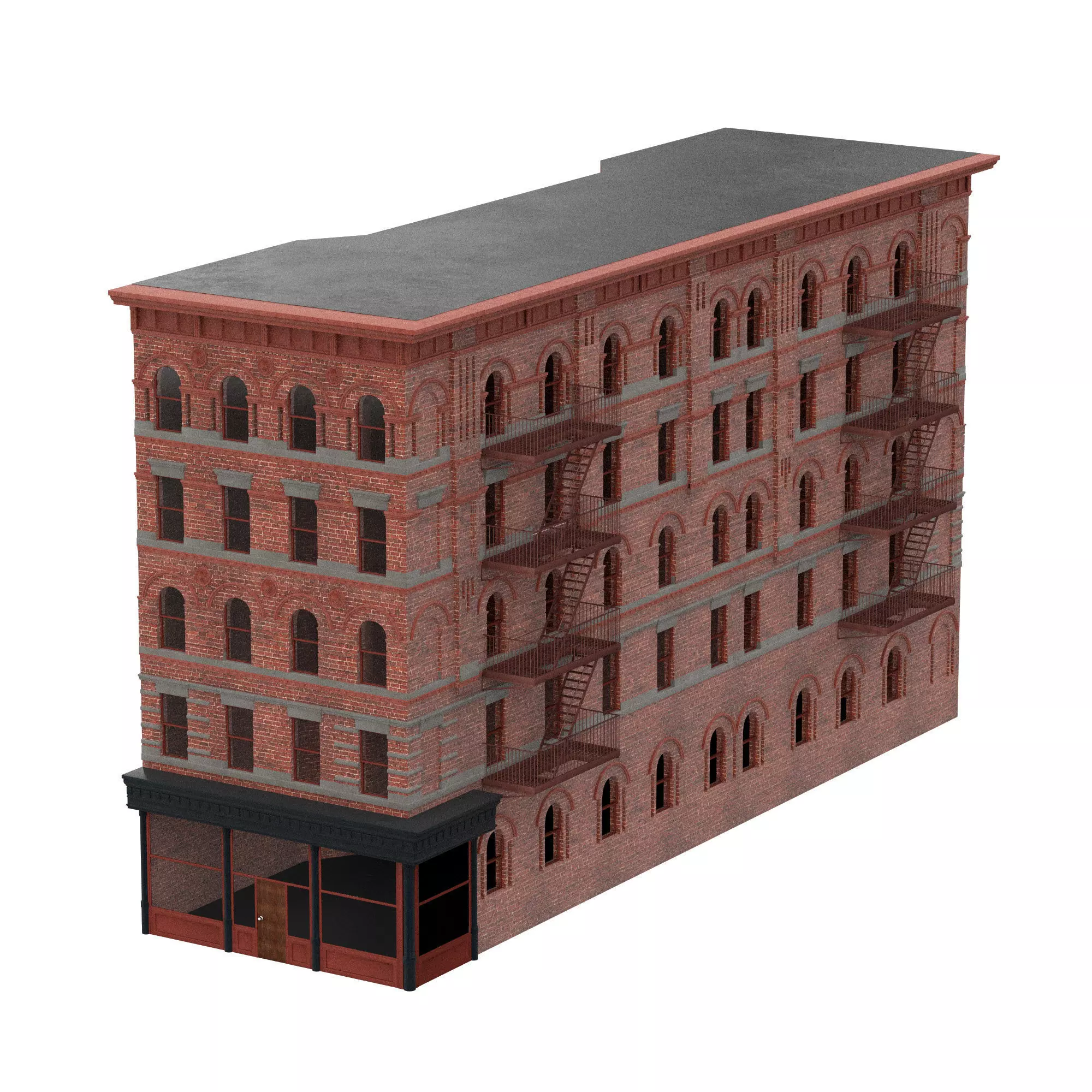 Old brick house from New York 3D model_0