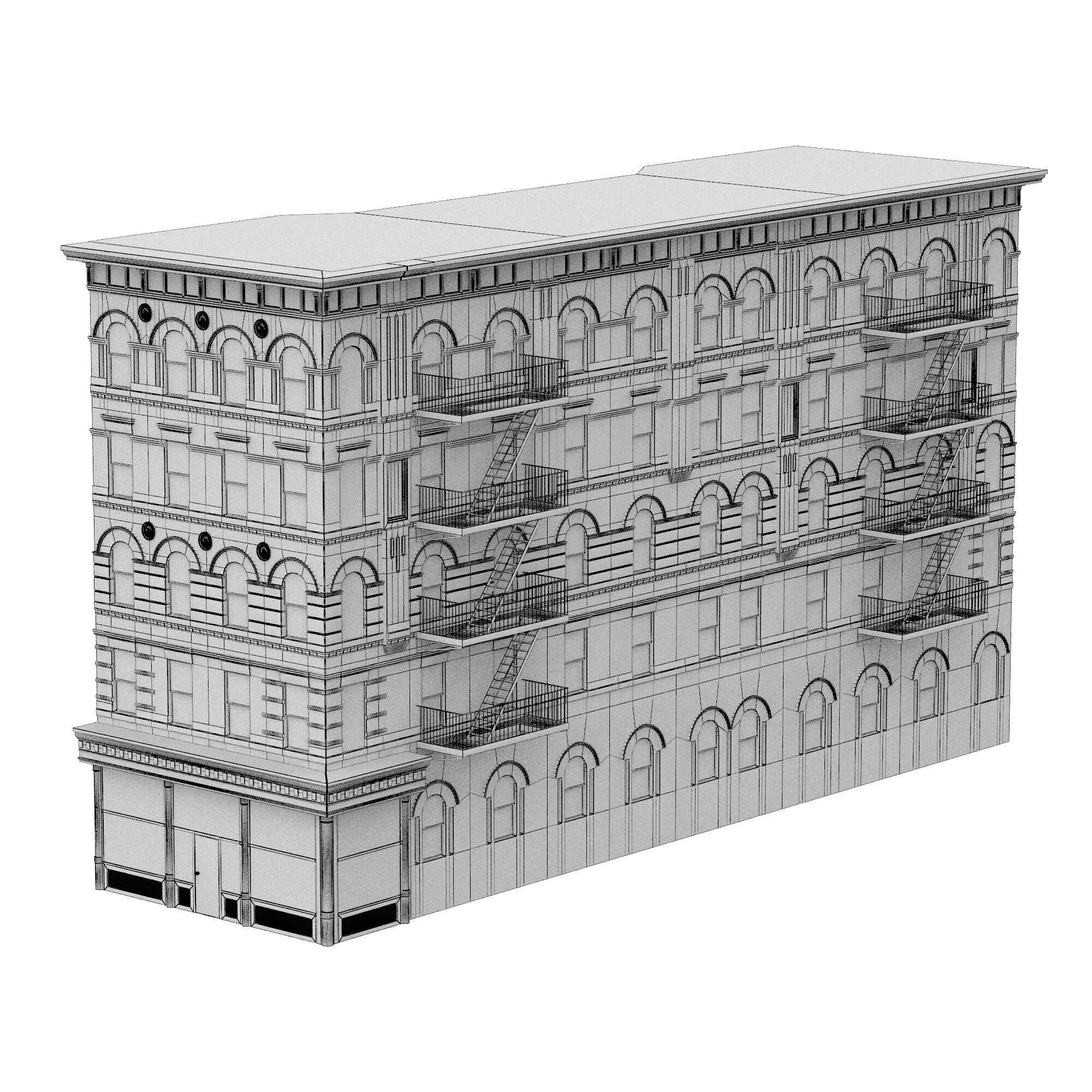 Old brick house from New York 3D model_4