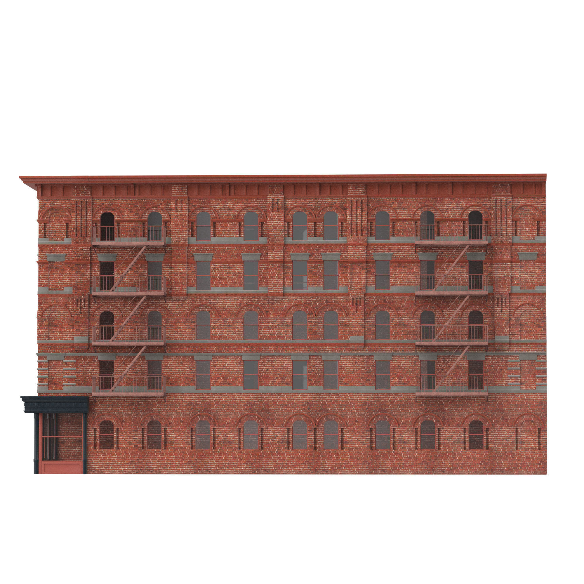 Old brick house from New York 3D model_2