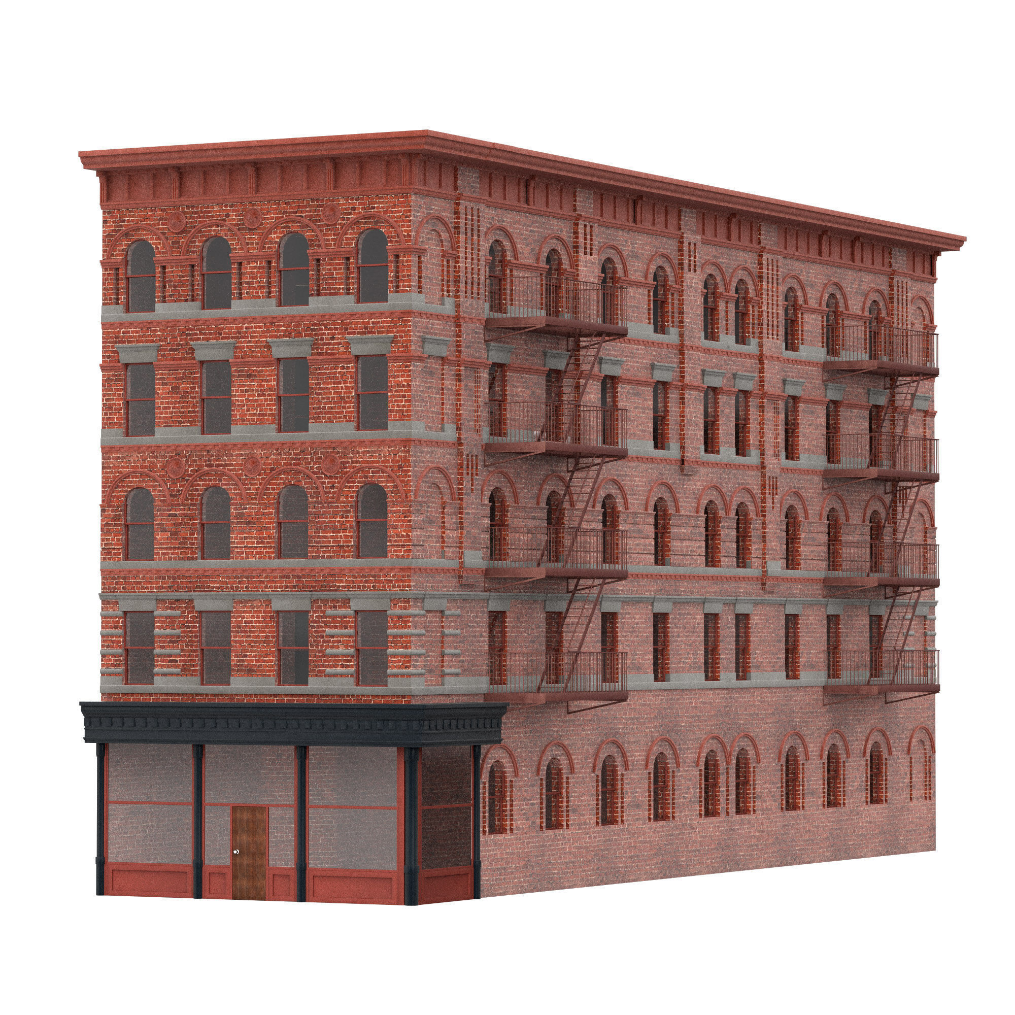 Old brick house from New York 3D model_1