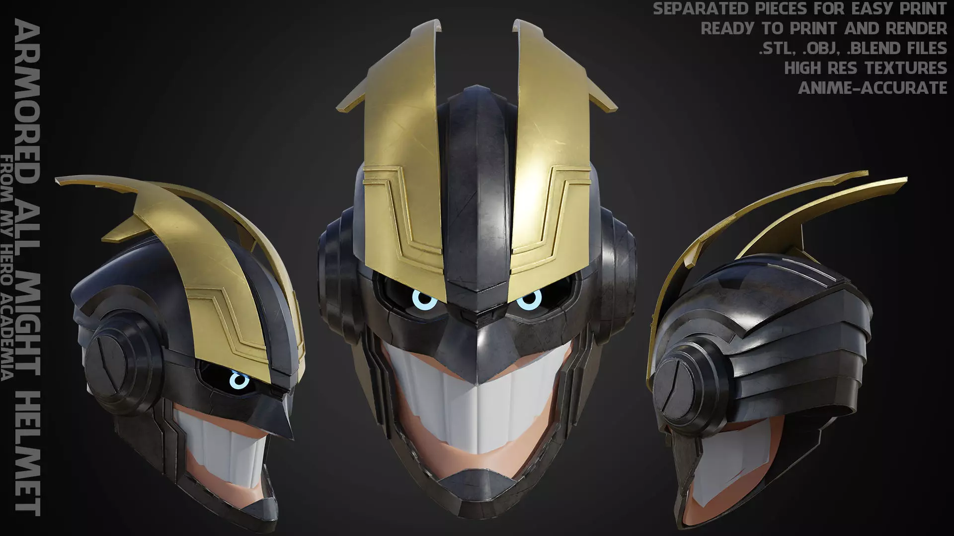 My Hero Academia Armored All Might Helmet for Cosplay 3D print model_0