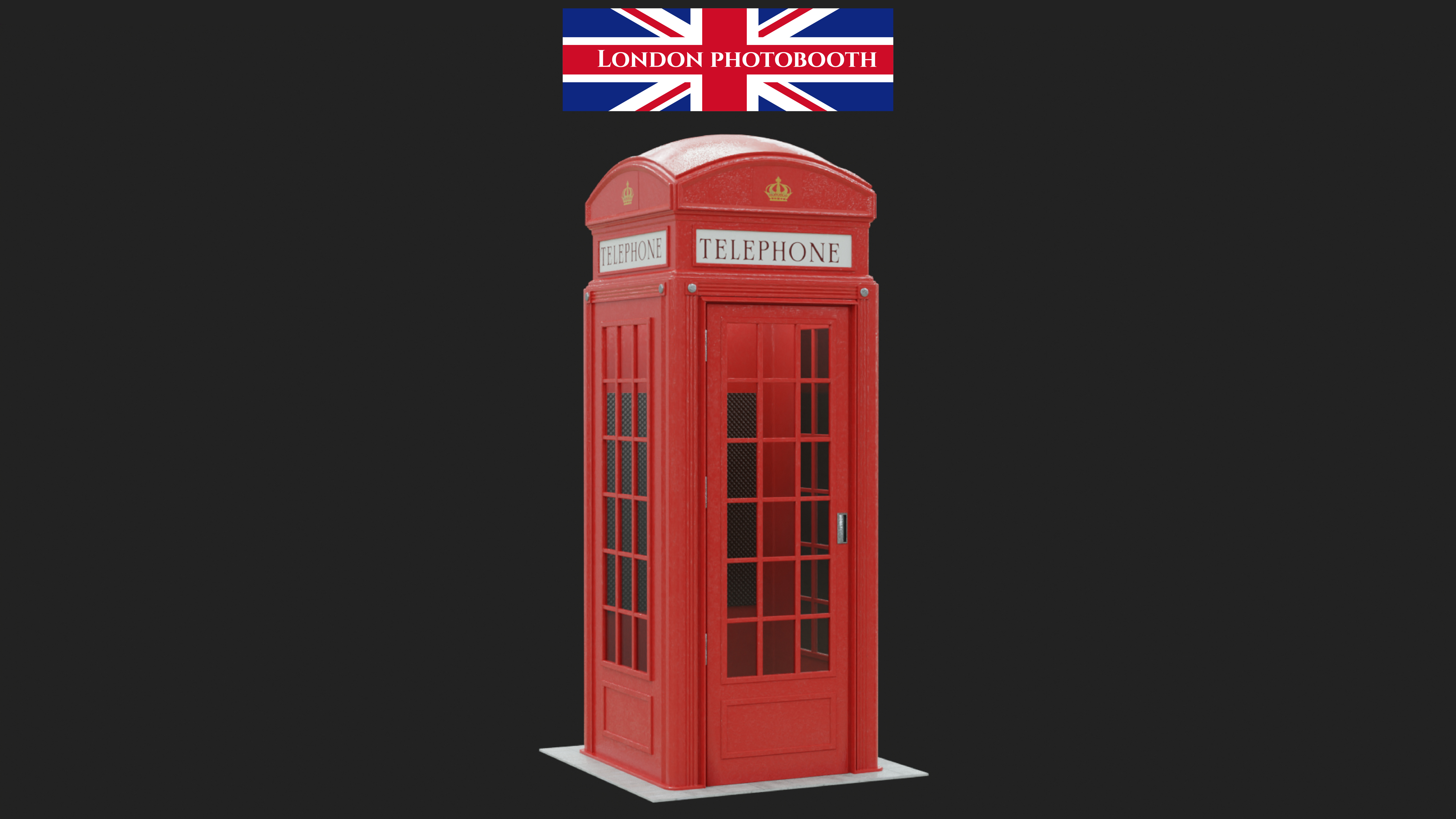 London Red Phonebooth Low-poly 3D model_1