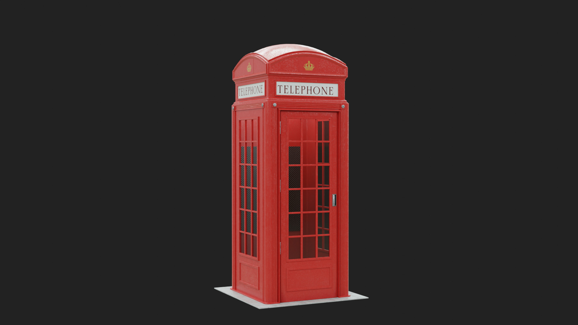 London Red Phonebooth Low-poly 3D model_2