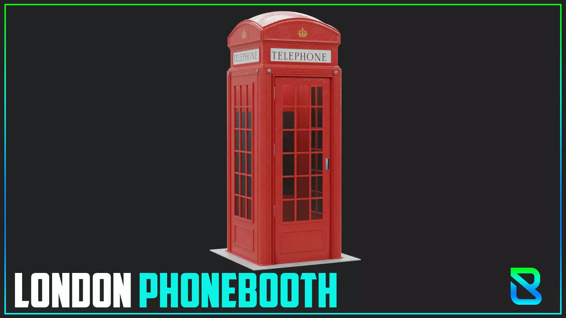 London Red Phonebooth Low-poly 3D model_0