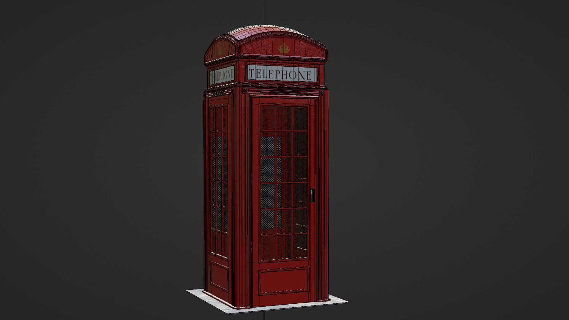 London Red Phonebooth Low-poly 3D model_7