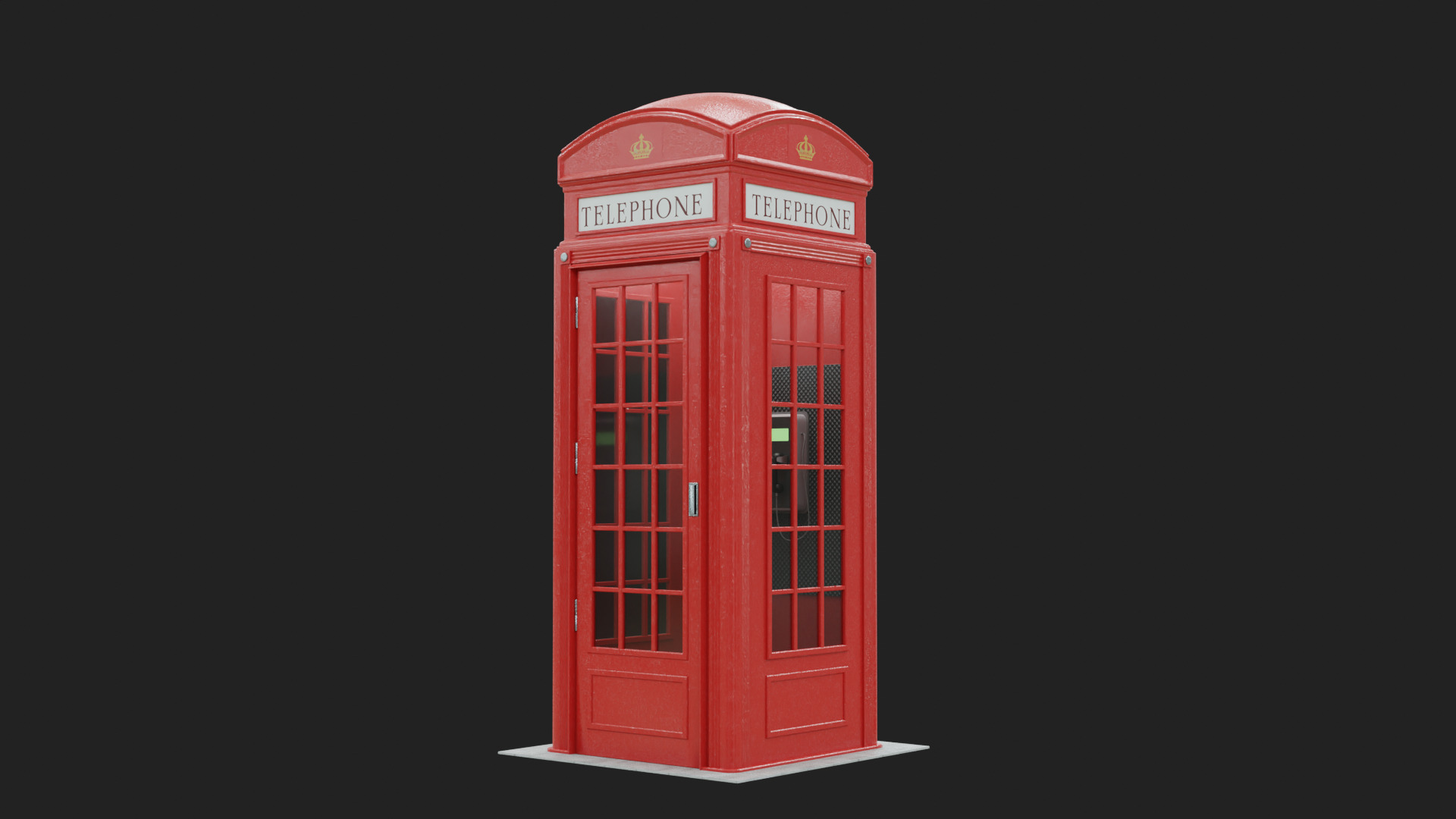 London Red Phonebooth Low-poly 3D model_3