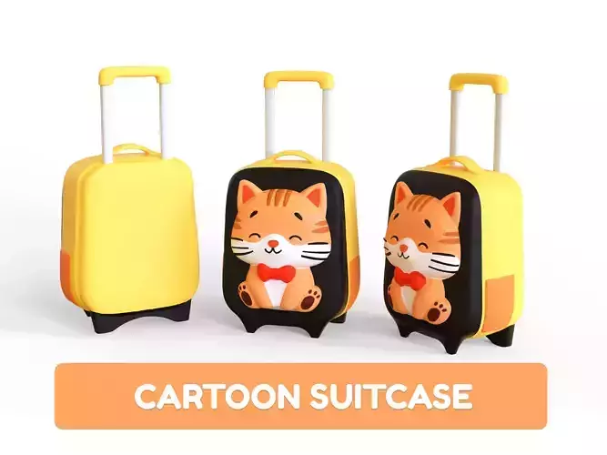 Low Poly - Suitcase Cat Low-poly 3D model