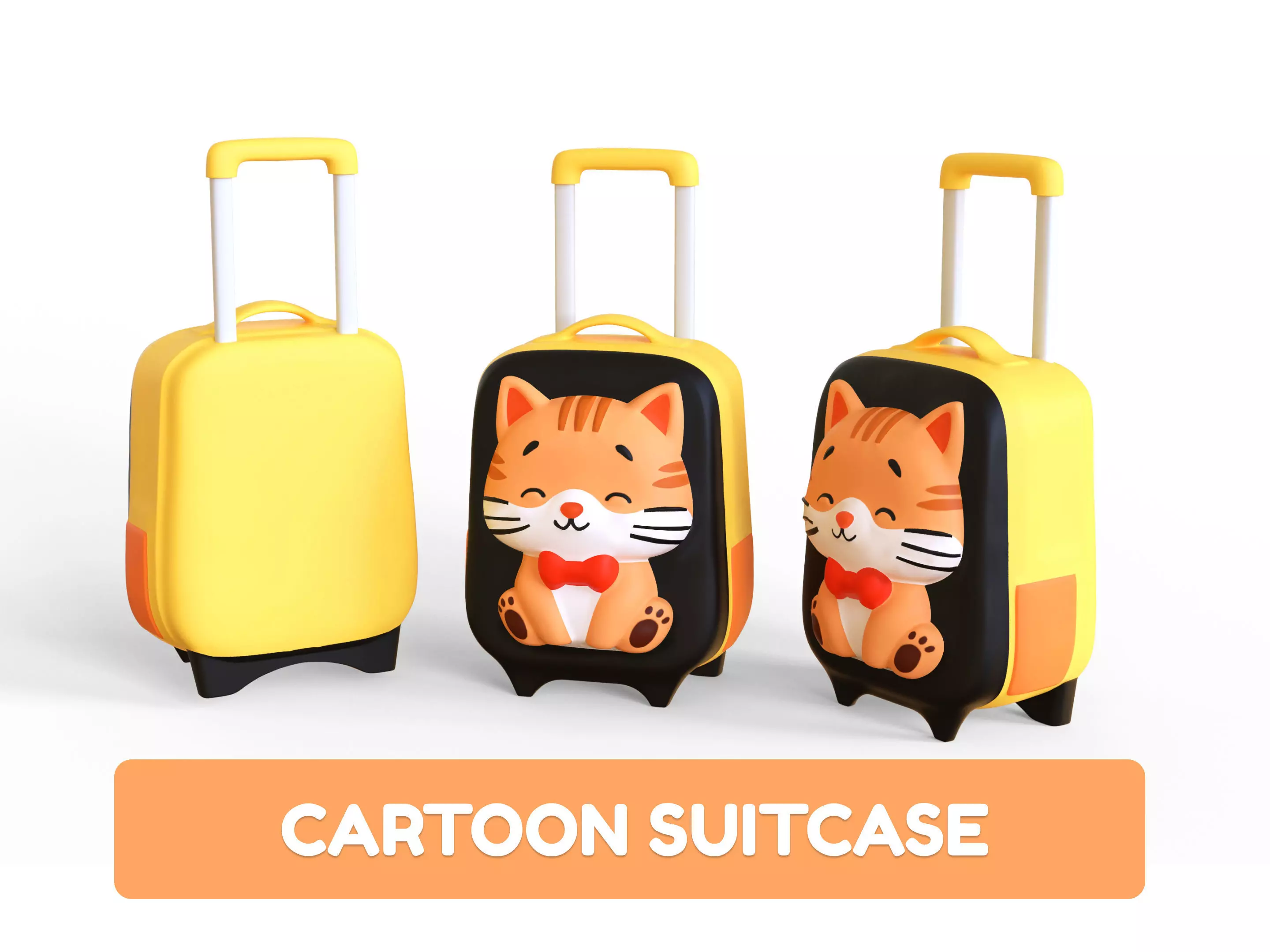 Low Poly - Suitcase Cat Low-poly 3D model_0