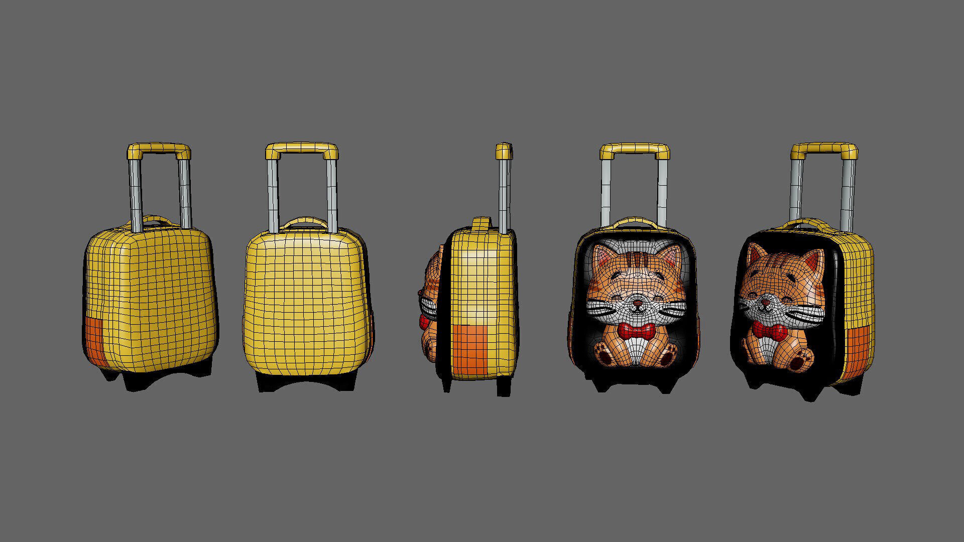 Low Poly - Suitcase Cat Low-poly 3D model_6