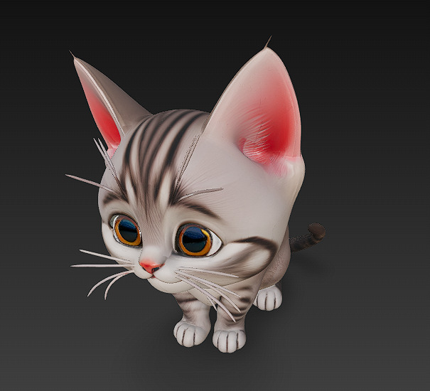 Cat Kitten Realistic 3D Model Basic - Low Poly Realistic Low-poly 3D model_1