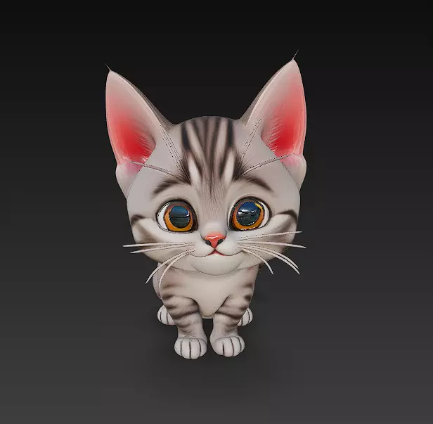 Cat Kitten Realistic 3D Model Basic - Low Poly Realistic Low-poly 3D model_0