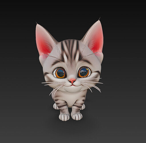 Cat Kitten Realistic 3D Model Basic - Low Poly Realistic Low-poly 3D model
