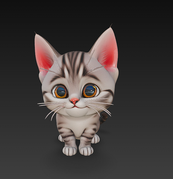 Cat Kitten Realistic 3D Model Basic - Low Poly Realistic Low-poly 3D model_2